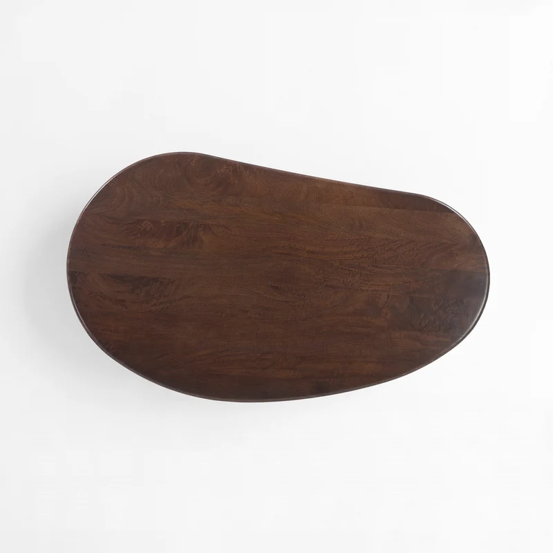 Table basse Selma en bois de manguier marron foncé et métal brossé 120 cm