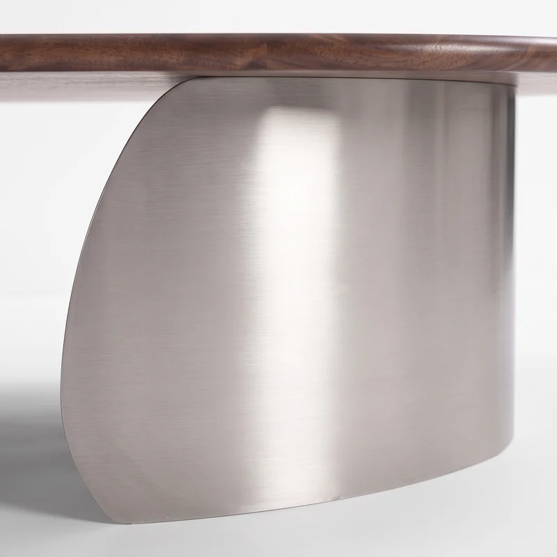 Table basse Selma en bois de manguier marron foncé et métal brossé 120 cm