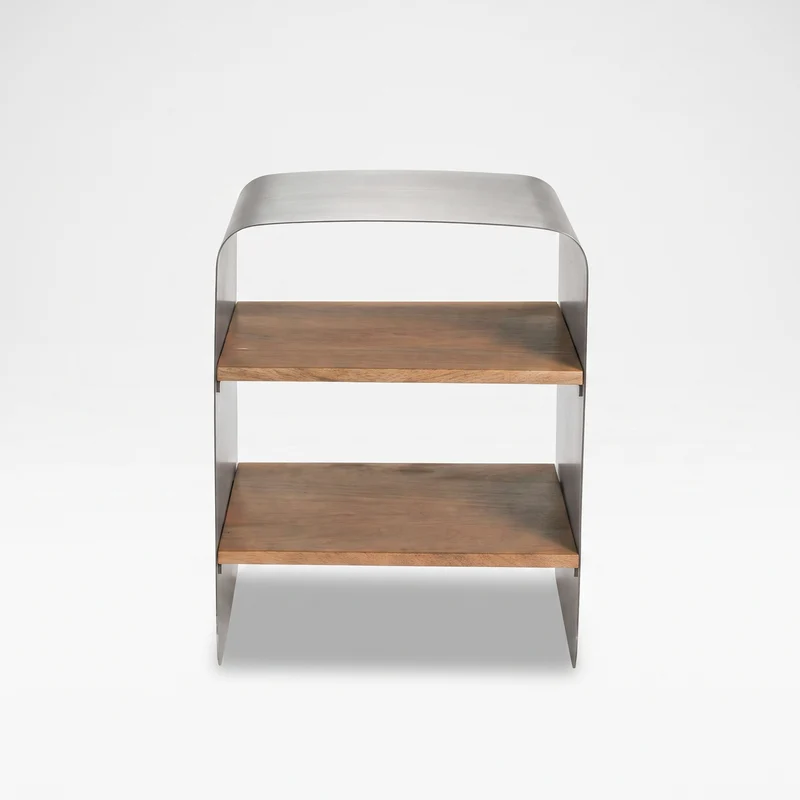 Table de chevet Selma en bois de manguier et métal brossé
