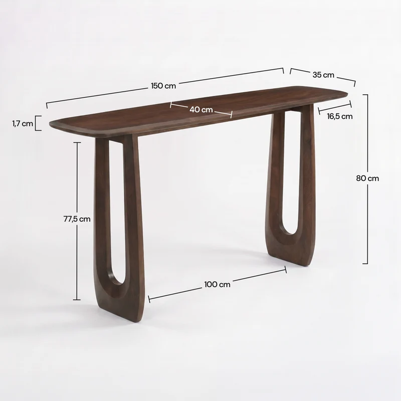 Console Maya en bois de manguier massif marron foncé 150 cm