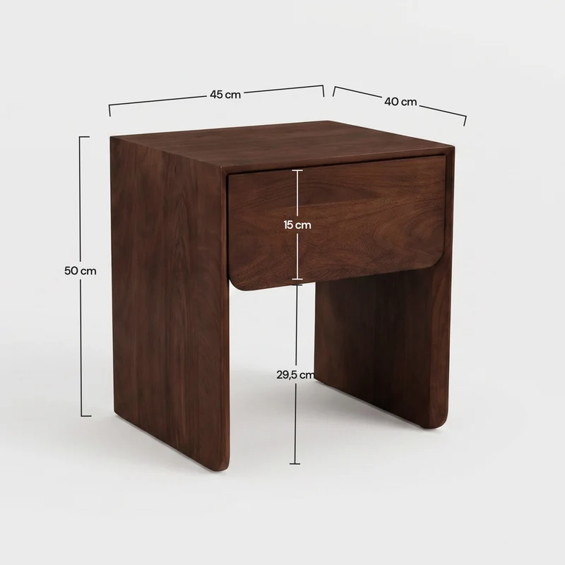 Table de chevet Achille en bois de manguier marron foncé
