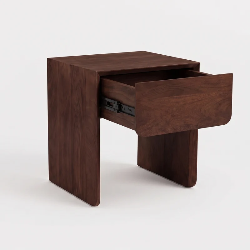 Table de chevet Achille en bois de manguier marron foncé