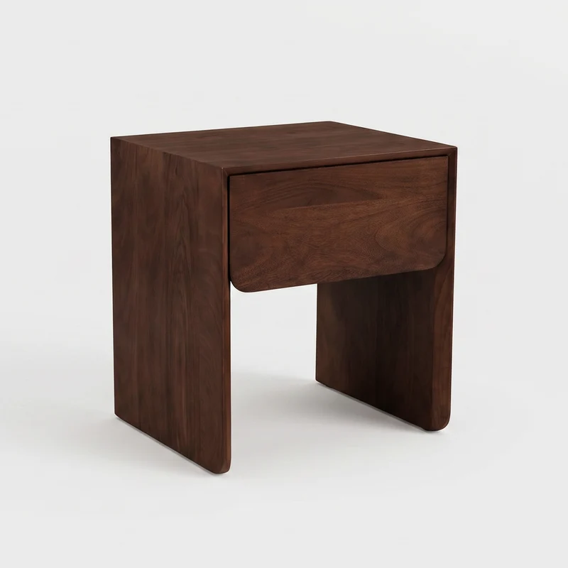 Table de chevet Achille en bois de manguier marron foncé