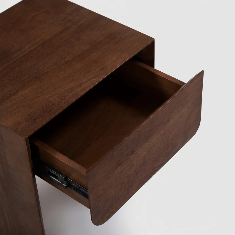 Table de chevet Achille en bois de manguier marron foncé