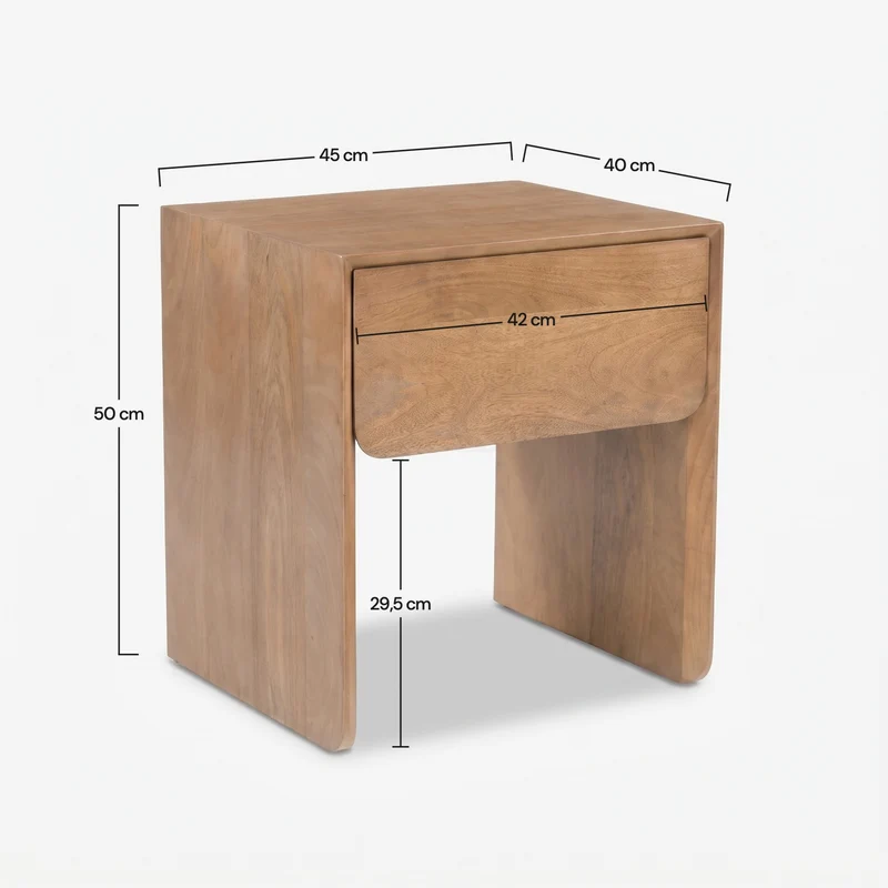Table de chevet Achille en bois de manguier marron clair