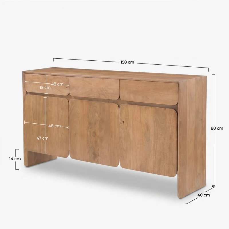 Buffet Achille en bois de manguier marron clair