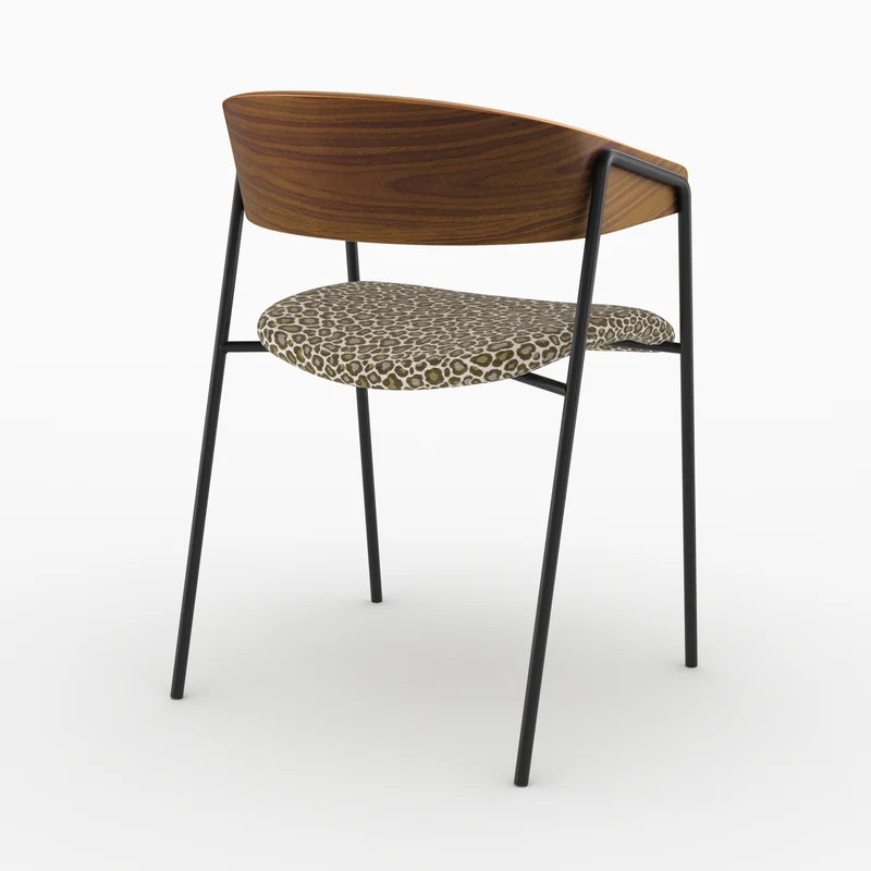 Lot de 2 chaises Esmée en tissu léopard vert kaki et bois de noyer
