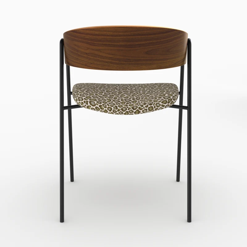 Lot de 2 chaises Esmée en tissu léopard vert kaki et bois de noyer