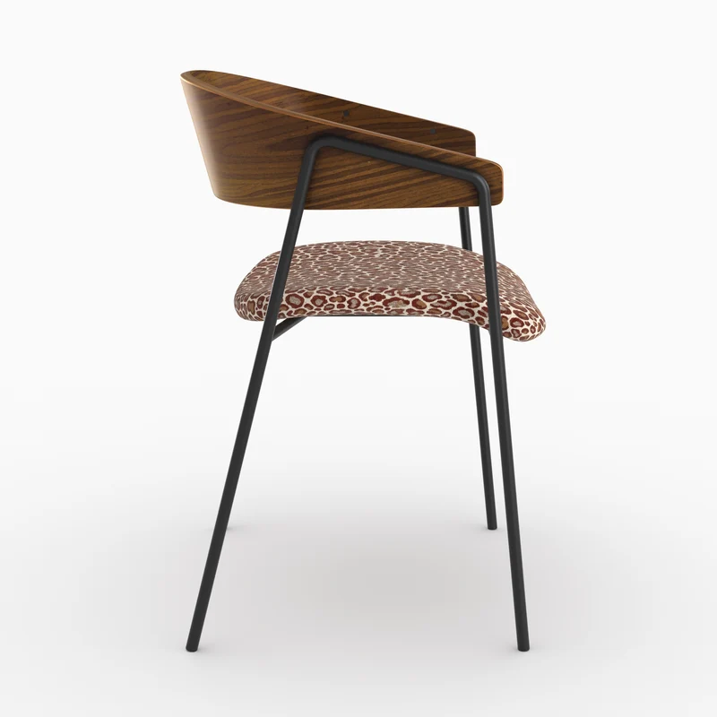 Lot de 2 chaises Esmée en tissu léopard bordeaux et bois de noyer