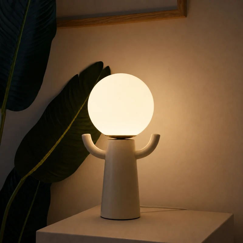 Lampe Paul en céramique blanc cassé