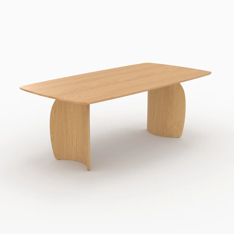 Table rectangulaire Asma 6 places en bois contreplaqué et placage en chêne clair 200 cm
