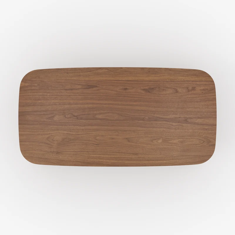Table rectangulaire Paula 6 places en bois d'hévéa massif et placage en noyer 180 cm