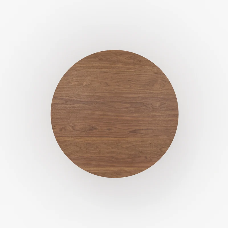 Table ronde Izzi 4 personnes en bois d'hévéa massif et placage en noyer D120 cm