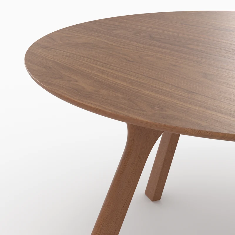 Table ronde Izzi 4 personnes en bois d'hévéa massif et placage en noyer D120 cm