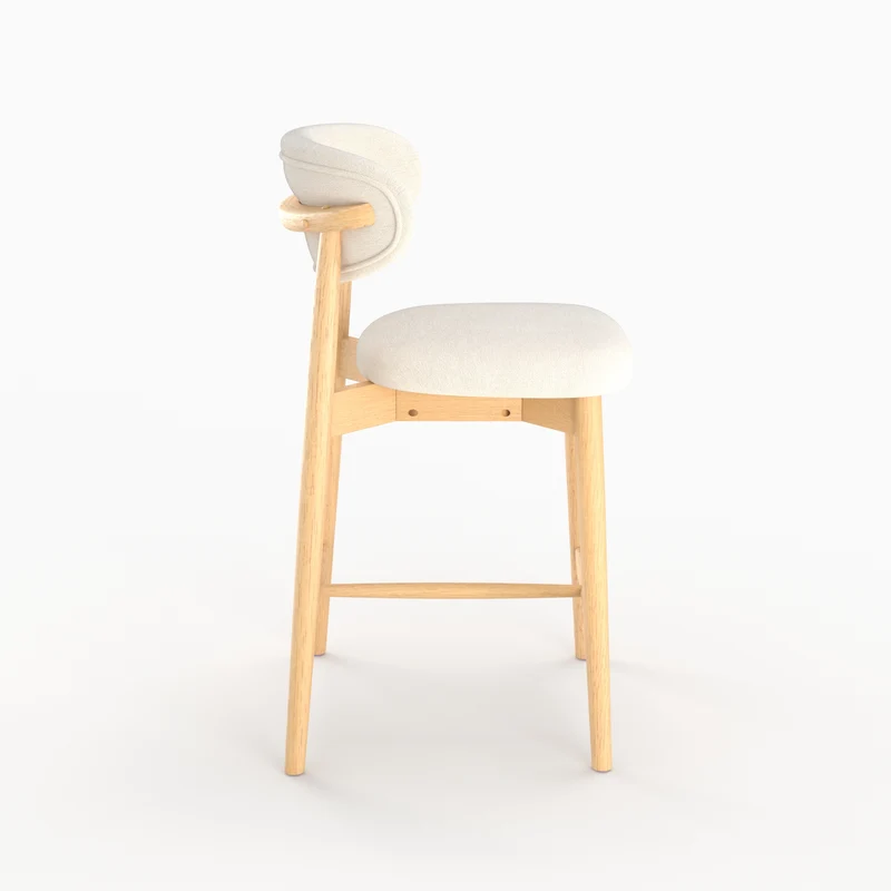 Lot de 2 chaises pour ilot central Yuna 64,5 cm en tissu beige et bois clair