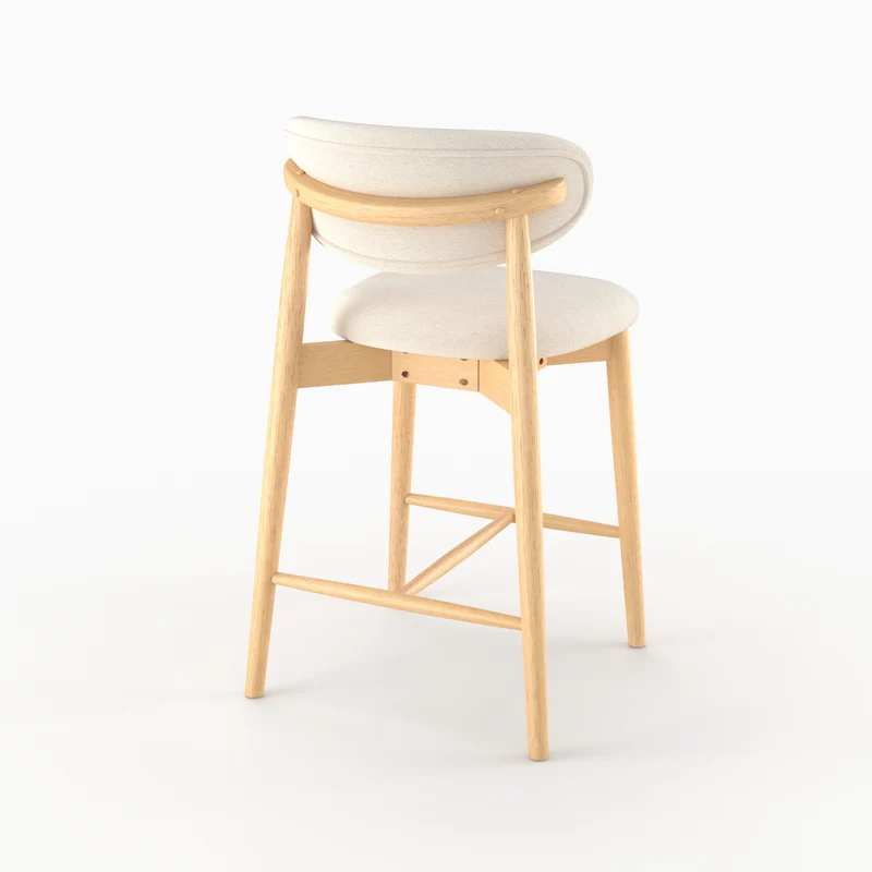 Lot de 2 chaises pour ilot central Yuna 64,5 cm en tissu beige et bois clair