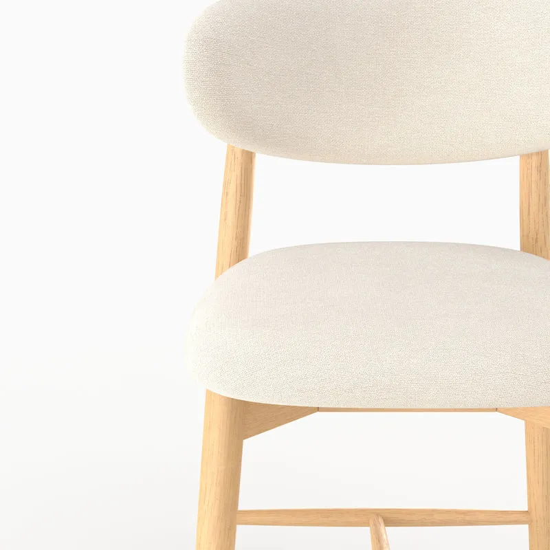 Lot de 2 chaises pour ilot central Yuna 64,5 cm en tissu beige et bois clair