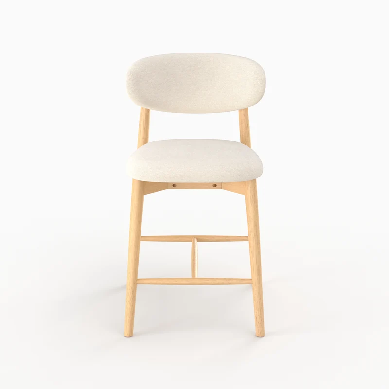 Lot de 2 chaises pour ilot central Yuna 64,5 cm en tissu beige et bois clair