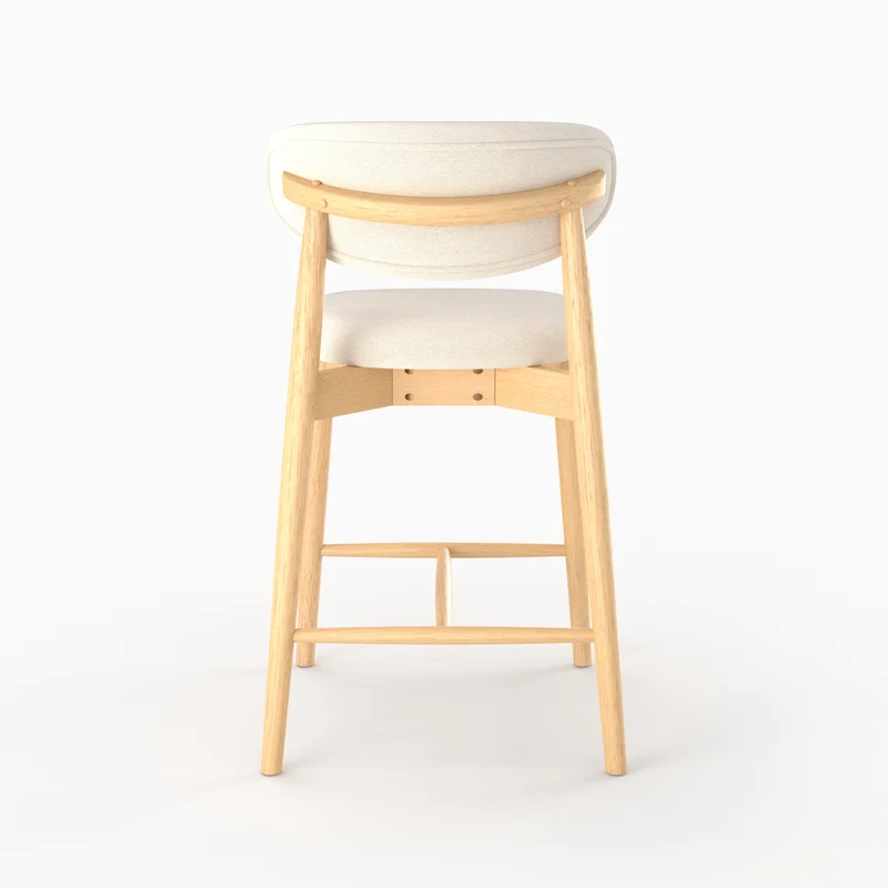 Lot de 2 chaises pour ilot central Yuna 64,5 cm en tissu beige et bois clair