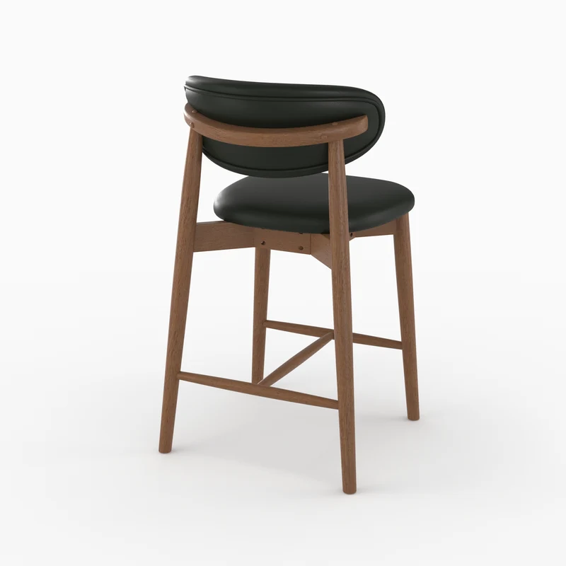 Lot de 2 chaises pour ilot central Yuna 64,5 cm en cuir synthétique noir et bois foncé