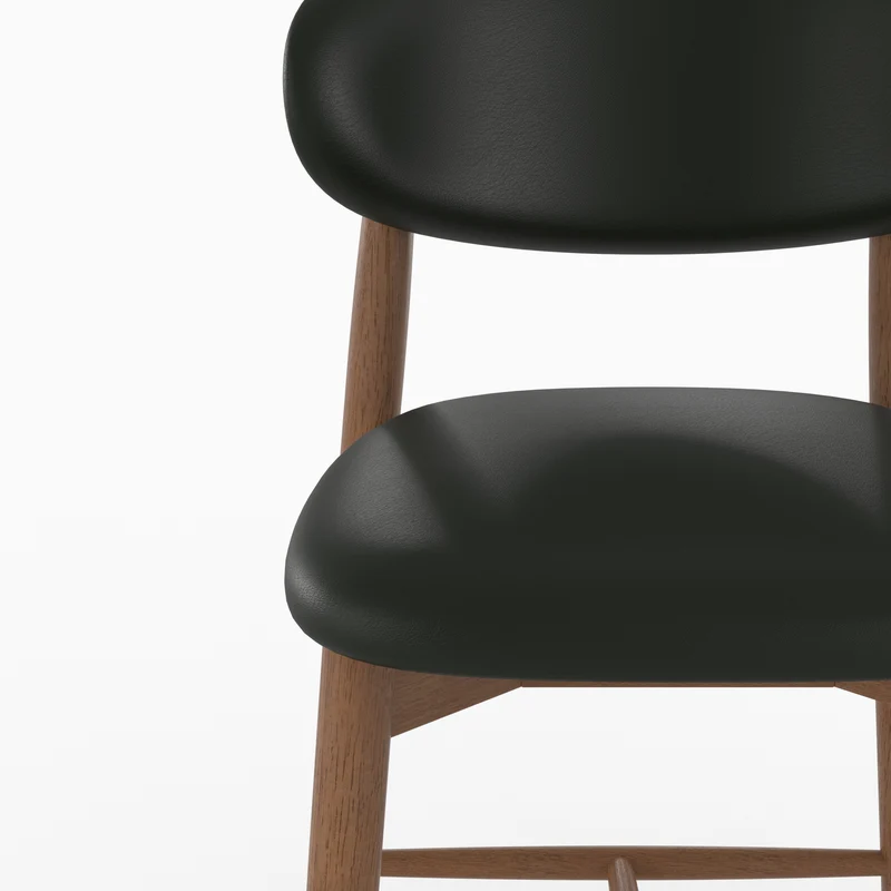 Lot de 2 chaises pour ilot central Yuna 64,5 cm en cuir synthétique noir et bois foncé