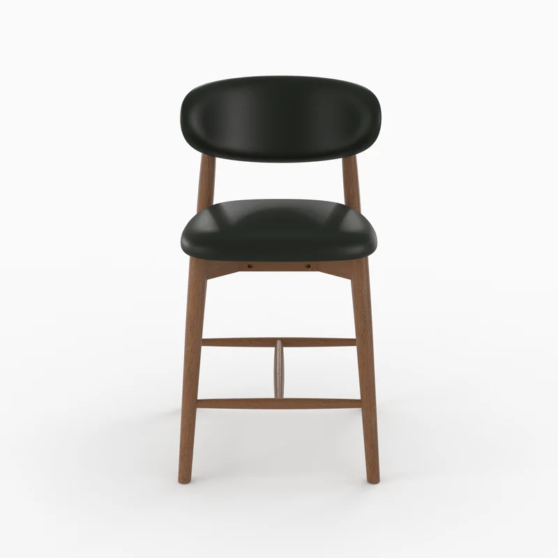 Lot de 2 chaises pour ilot central Yuna 64,5 cm en cuir synthétique noir et bois foncé