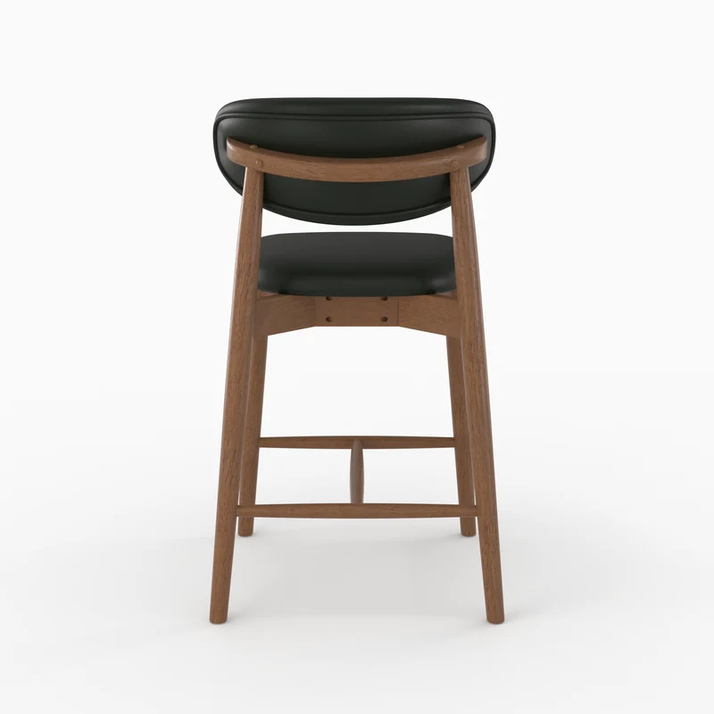Lot de 2 chaises pour ilot central Yuna 64,5 cm en cuir synthétique noir et bois foncé
