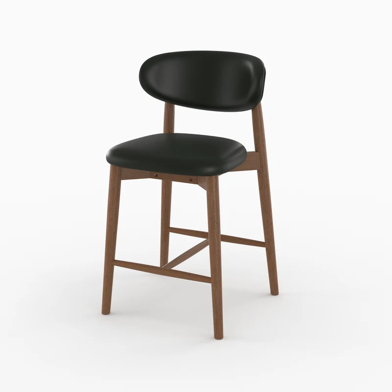 Lot de 2 chaises pour ilot central Yuna 64,5 cm en cuir synthétique noir et bois foncé