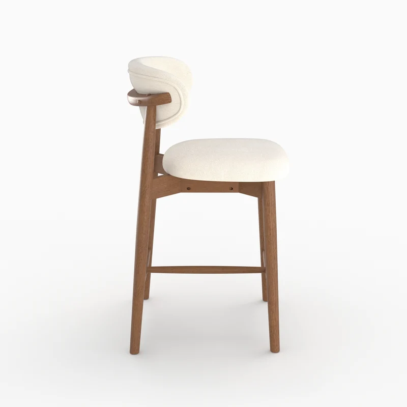 Lot de 2 chaises pour ilot central Yuna 64,5 cm en tissu beige et bois foncé