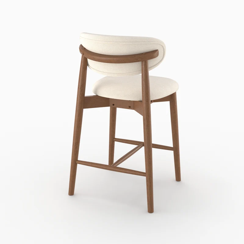 Lot de 2 chaises pour ilot central Yuna 64,5 cm en tissu beige et bois foncé