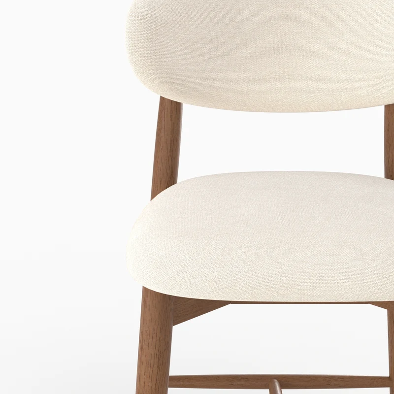 Lot de 2 chaises pour ilot central Yuna 64,5 cm en tissu beige et bois foncé