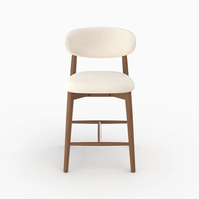 Lot de 2 chaises pour ilot central Yuna 64,5 cm en tissu beige et bois foncé