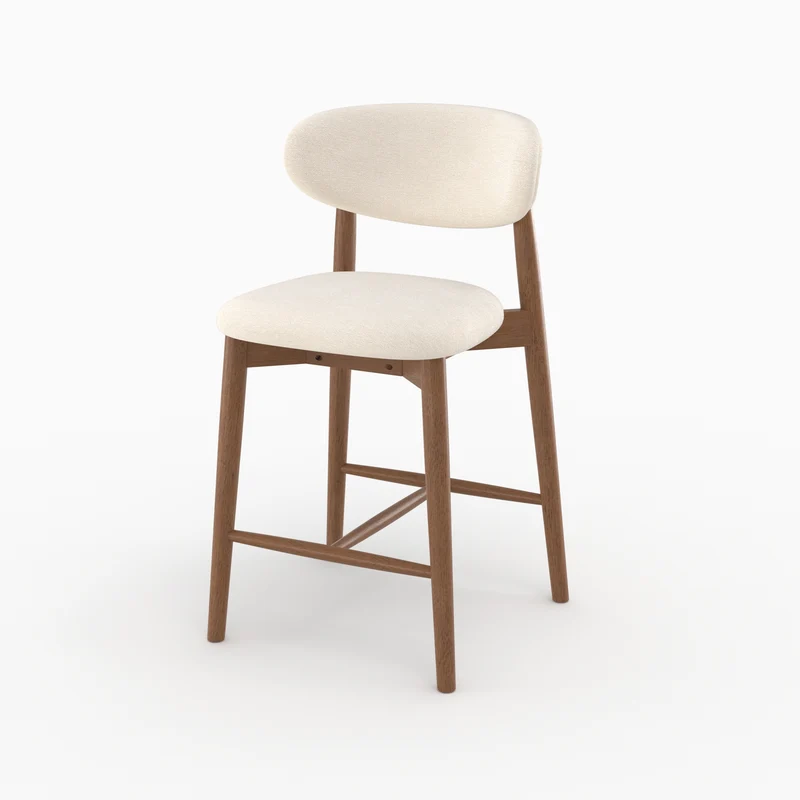 Lot de 2 chaises pour ilot central Yuna 64,5 cm en tissu beige et bois foncé