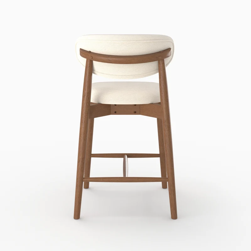 Lot de 2 chaises pour ilot central Yuna 64,5 cm en tissu beige et bois foncé