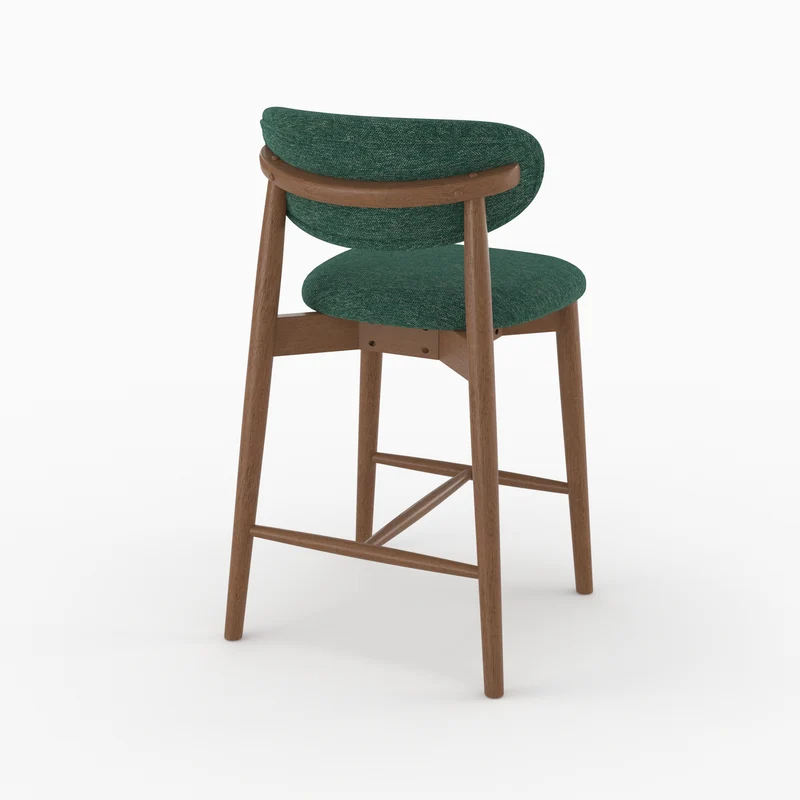 Lot de 2 chaises pour ilot central Yuna 64,5 cm en tissu chiné vert sapin et bois foncé