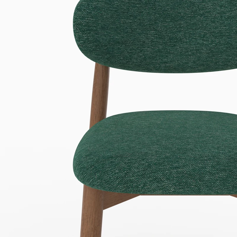 Lot de 2 chaises pour ilot central Yuna 64,5 cm en tissu chiné vert sapin et bois foncé