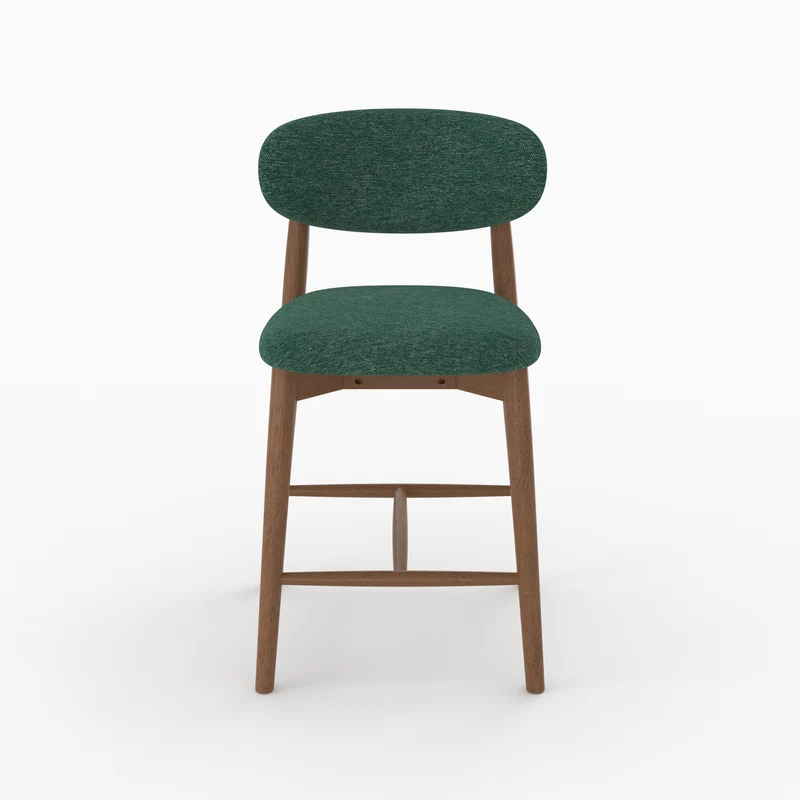 Lot de 2 chaises pour ilot central Yuna 64,5 cm en tissu chiné vert sapin et bois foncé