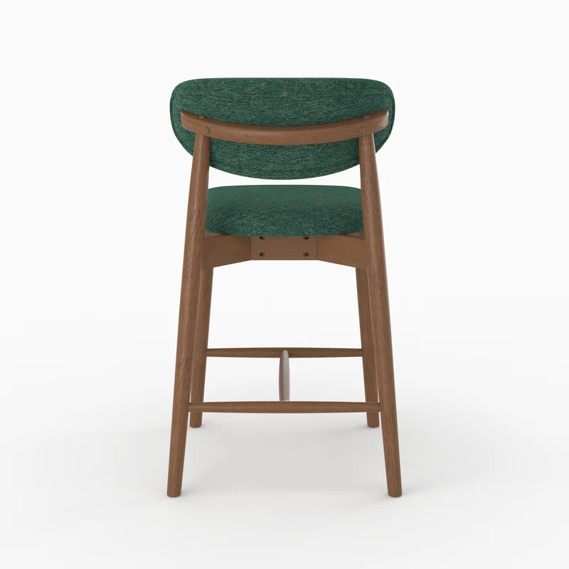 Lot de 2 chaises pour ilot central Yuna 64,5 cm en tissu chiné vert sapin et bois foncé