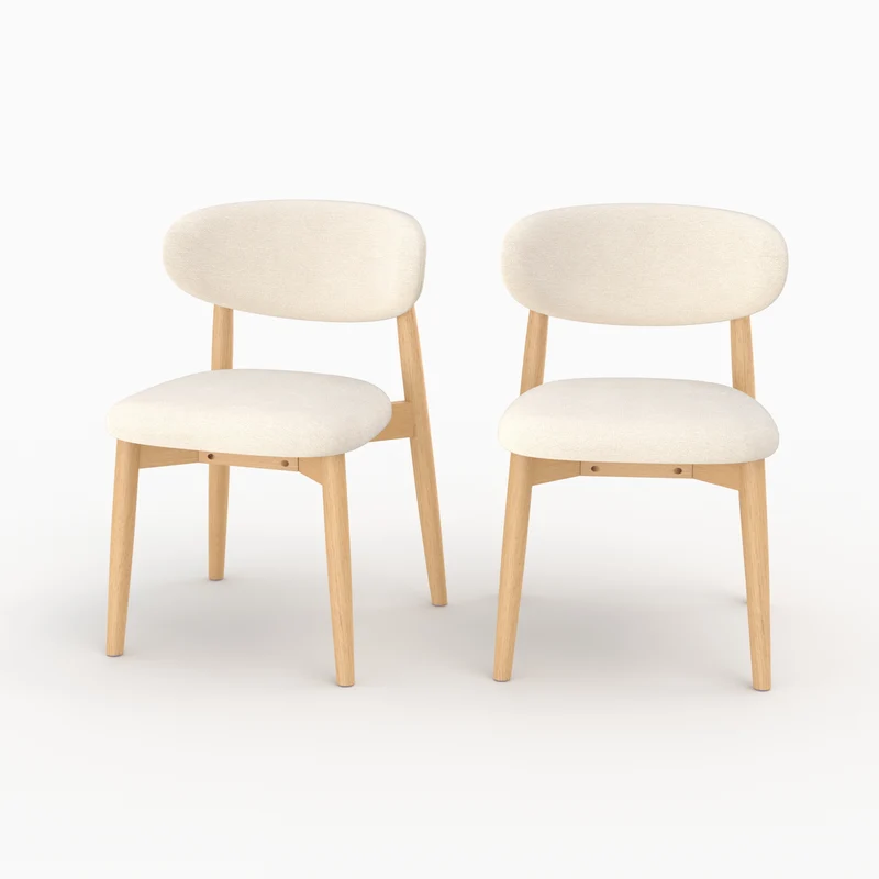Lot de 2 chaises Yuna en tissu beige et bois clair