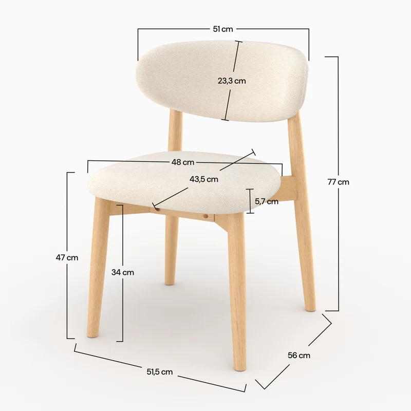 Lot de 2 chaises Yuna en tissu beige et bois clair