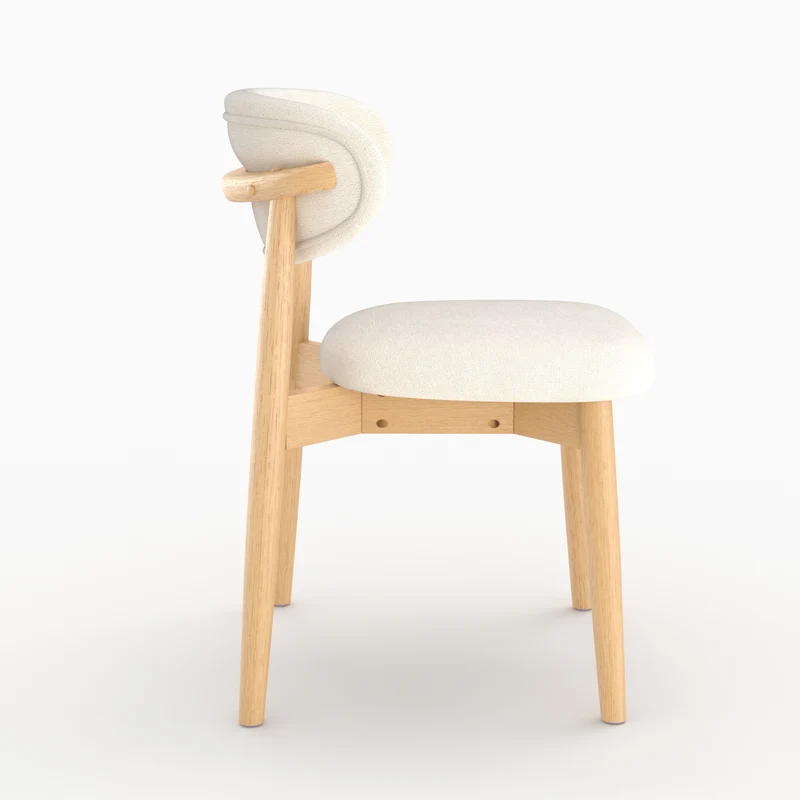 Lot de 2 chaises Yuna en tissu beige et bois clair