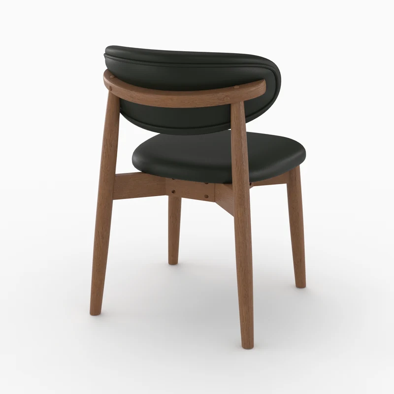 Lot de 2 chaises Yuna en cuir synthétique noir et bois foncé