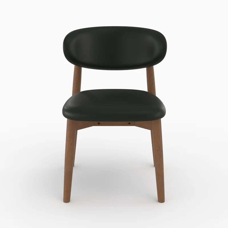 Lot de 2 chaises Yuna en cuir synthétique noir et bois foncé