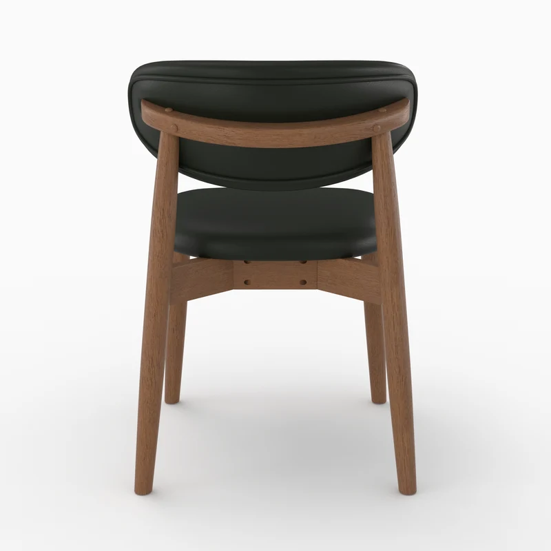 Lot de 2 chaises Yuna en cuir synthétique noir et bois foncé