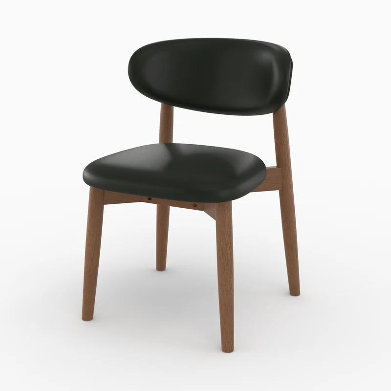 Lot de 2 chaises Yuna en cuir synthétique noir et bois foncé