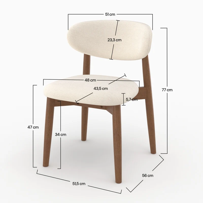 Lot de 2 chaises Yuna en tissu beige et bois foncé