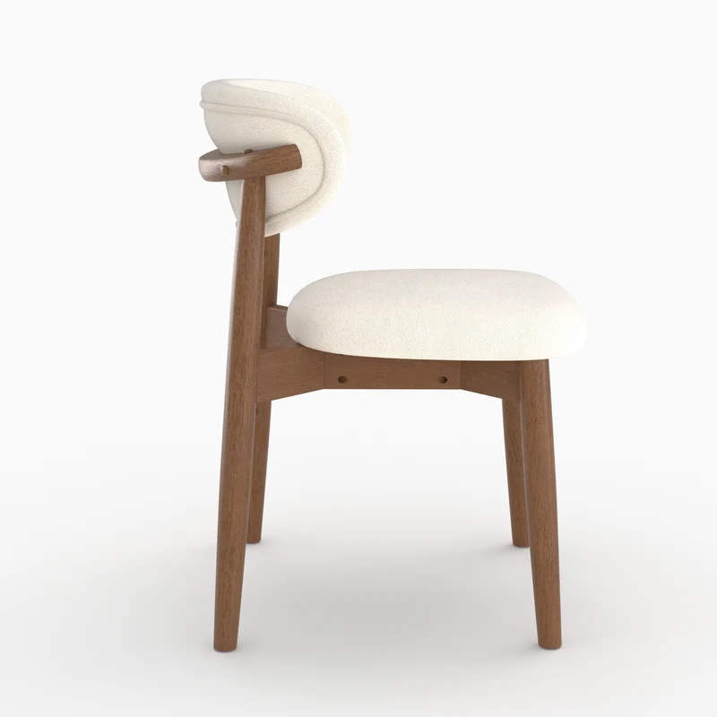 Lot de 2 chaises Yuna en tissu beige et bois foncé