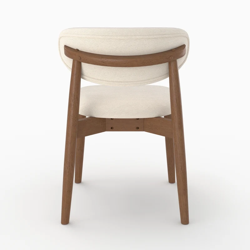 Lot de 2 chaises Yuna en tissu beige et bois foncé