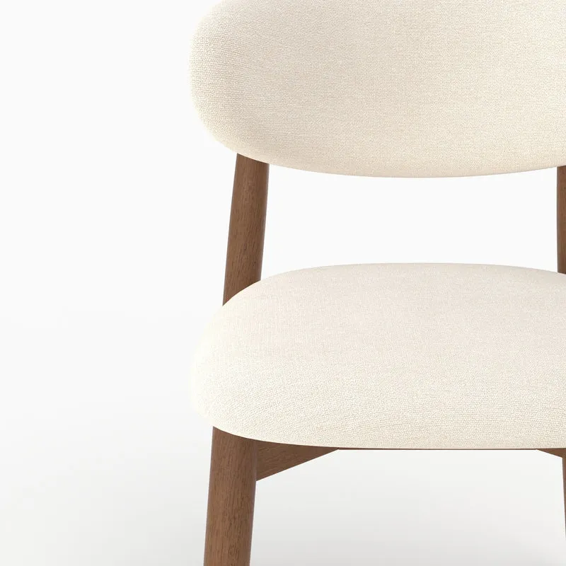 Lot de 2 chaises Yuna en tissu beige et bois foncé