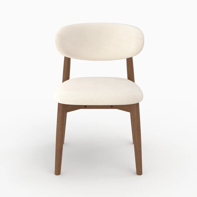 Lot de 2 chaises Yuna en tissu beige et bois foncé